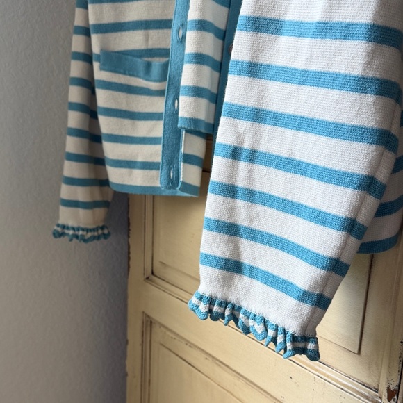 Boden Cream and Light Blue Striped Cardigan Blazer - Picture 5 of 7